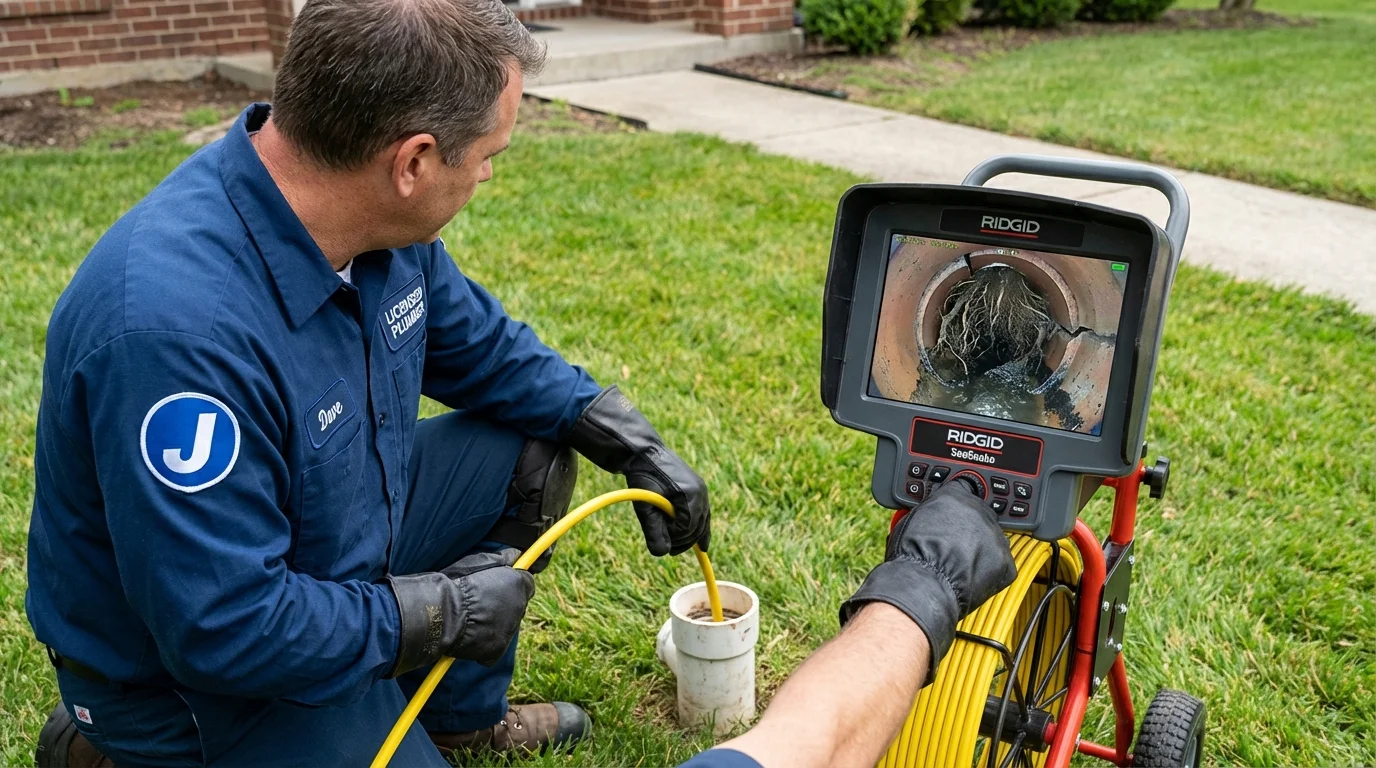 Sewer camera inspection being performed by Johns Plumbing LLC in Lorton